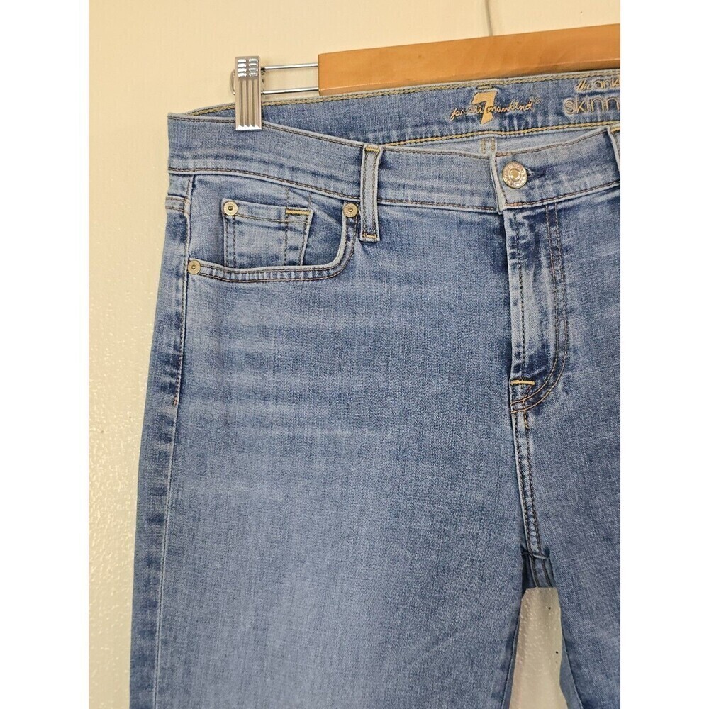 7 For All Mankind Ankle Skinny Jeans Womens Size 32 Light Wash Stretch Denim - Picture 4 of 13